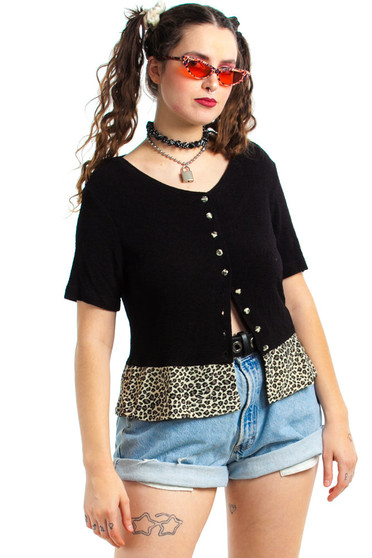 Vintage 90's Franny Cheetah-Trim Top