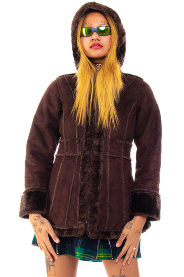 Vintage Y2K Hooded Teddy Bear Jacket