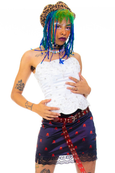 Vintage Y2K White Sequined Corset Top