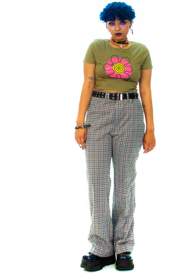 Vintage 60's Navy & Gold Plaid Slacks