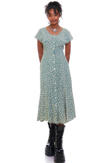 Vintage 90's Sage Floral Maxi Dress