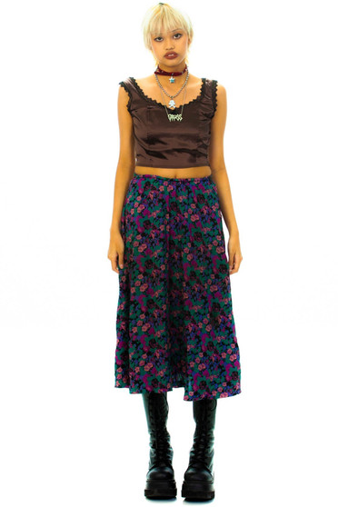 Vintage 90's Floral A-line Midi Skirt