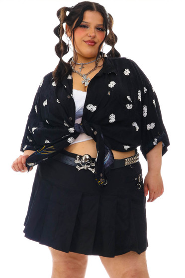 Vintage Y2K Black Dice Button Up Shirt