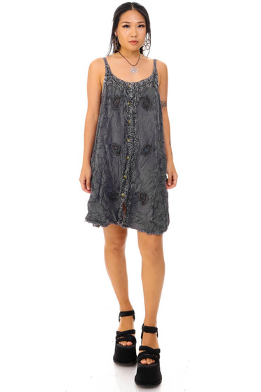 Vintage Y2K Grey Bead & Embroidered Dress