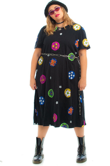 Vintage 90's Flower Pop Midi Dress