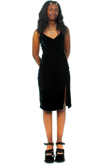 Vintage 80's Little Black Velvet Dress