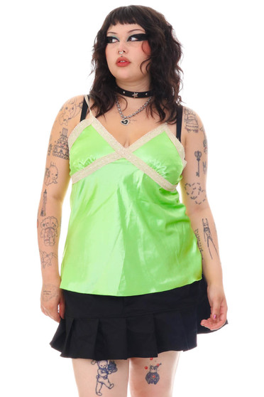Vintage Y2K Green Lace Slip Tank