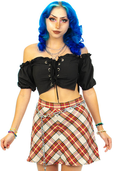 Vintage 70's Cranberry Plaid Mini Skirt