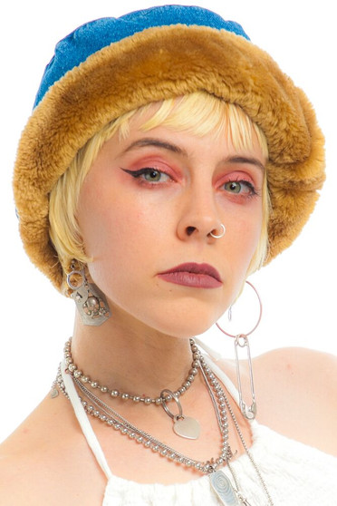 Vintage 90's Fuzzy Lined Denim Bucket Hat