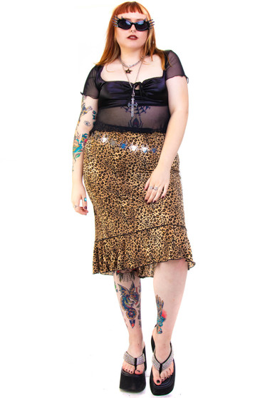 Vintage Y2K Cheetah Print Midi Skirt