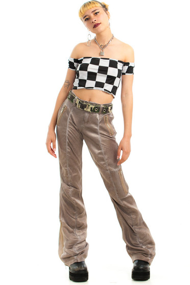 Vintage Y2K Satin Diva Zip-Trim Pants