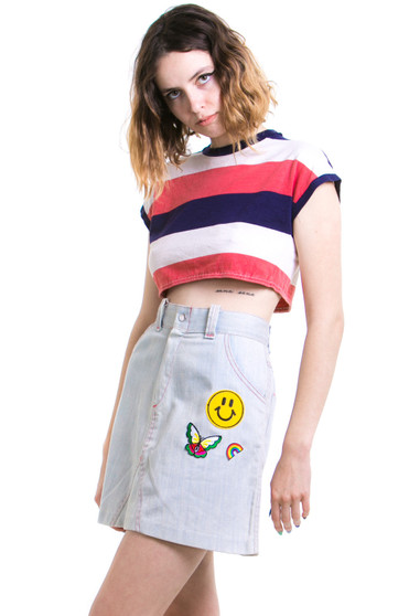 Vintage Renewed 70's Patched Denim Mini