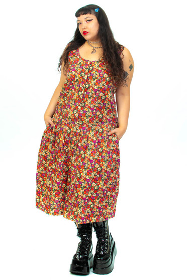Vintage 90's Sleeveless Floral Dress