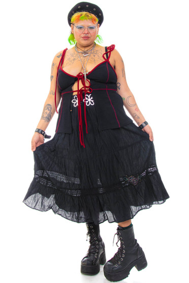 Vintage Y2K Black Tiered Prairie Skirt