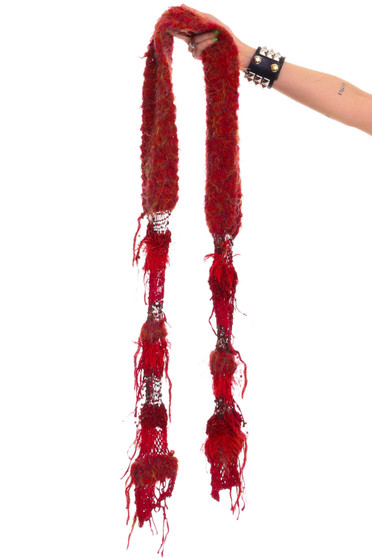Vintage Y2K Fuzzy Red Scarf