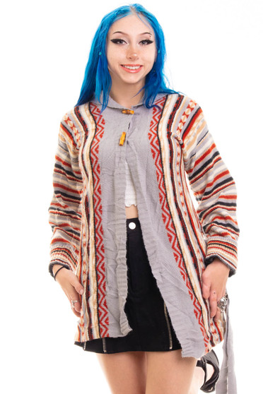 Vintage 70's Striped Knit Hood Sweater