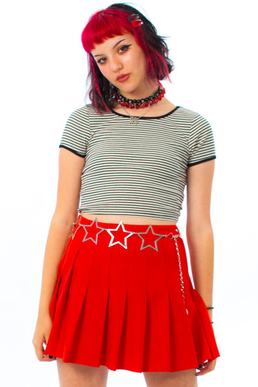 Vintage 80's Ketchup Pleated Mini Skirt