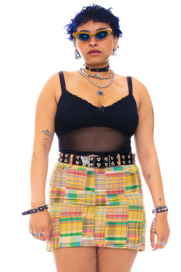 Vintage Y2K Stitched Plaid Skirt