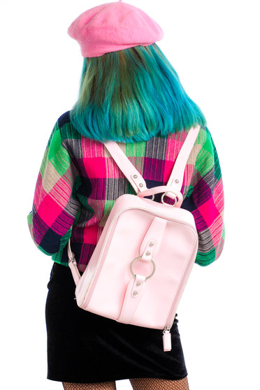 Vintage Y2K Baby Girl Pink O-Ring Backpack