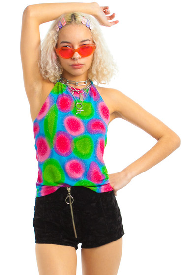 Vintage Y2K Glitter Bomb Disco Top