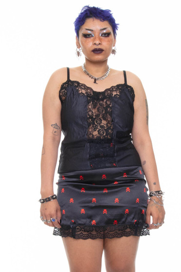 Vintage 90' Black Lace Silk Slip Tank Top