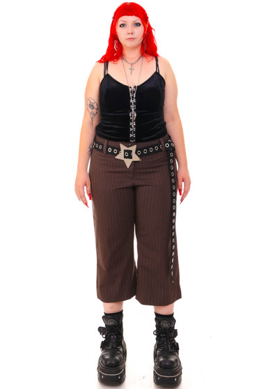 Vintage Y2K Brown Pinstripe Capri Pants
