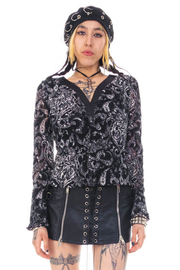 Vintage 90's Black Lace Paisley Long-Sleeve