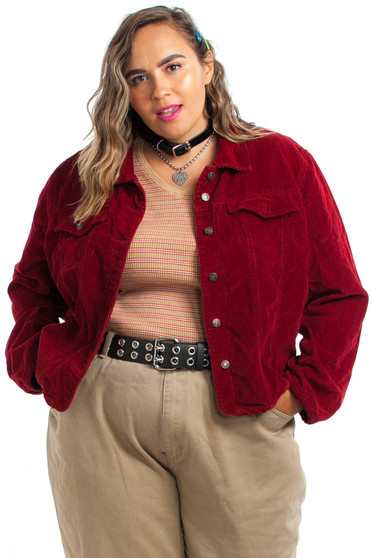 Vintage Y2K Cranberry Corduroy Jacket