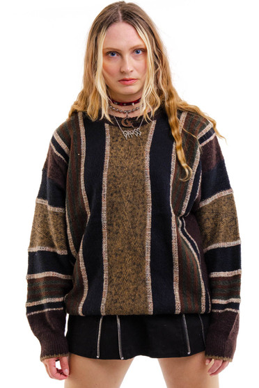 Vintage 90's Brown Striped Cozy Sweater