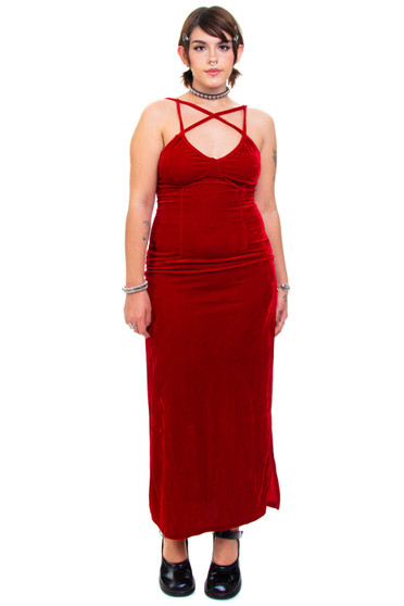 Vintage Y2K Vampy Velvet Vixen Tank Maxi Dress