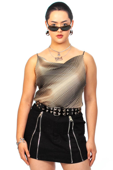 Vintage 90's Illusion Stripped Silk Tank Top