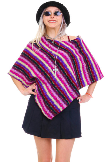 Vintage 90's Multi-Knit Pullover Poncho