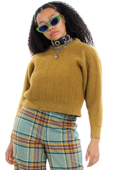 Vintage 80's Split Pea Shrunken Sweater