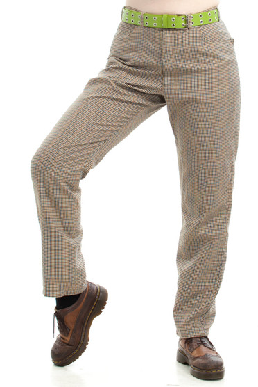 Vintage 90's Brown & Blue Mini Plaid Trousers