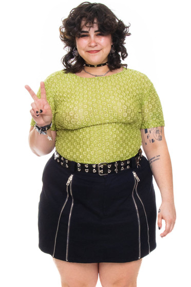 Vintage 90's Stretchy Green Floral Top