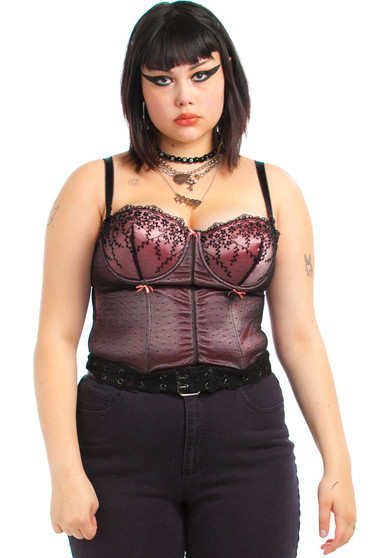 Vintage Y2K Pink Shimmer Polka Dot Bustier