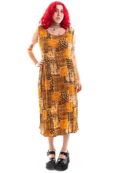 Vintage 90's Patchwork Cheetah Tank Dress