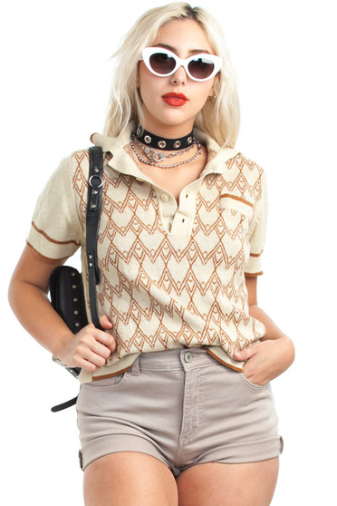 Vintage 70's In the Garage Sweater-Knit Top