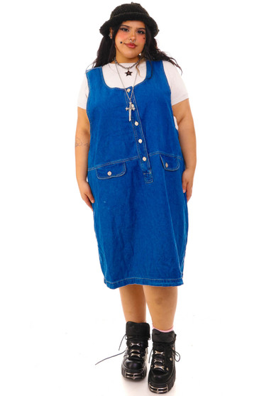 Vintage 90's Sleeveless Denim Jumper Dress