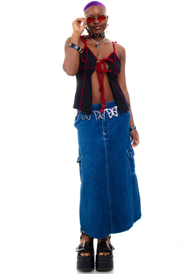 Vintage Y2K Jordache Denim Maxi Cargo Skirt