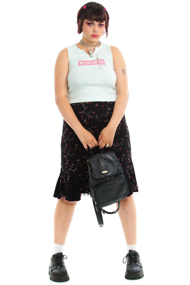 Vintage 90's Elementz Floral Mesh Midi Skirt