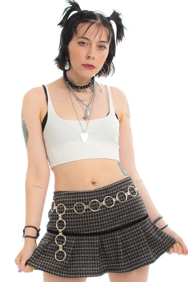 Vintage Y2K New York Glitz Plaid Mini Skort