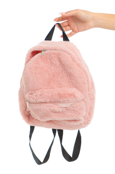 Vintage Y2K Bb Gurl Pink Faux Fur Mini Backpack