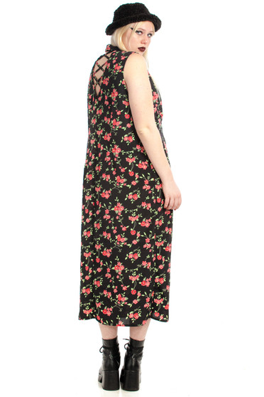 Vintage 90's Criss Cross Floral Maxi Dress