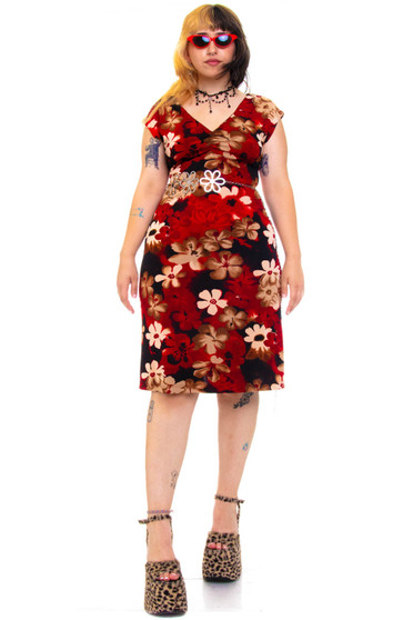 Vintage 90's Moody Floral Midi Floral Dress