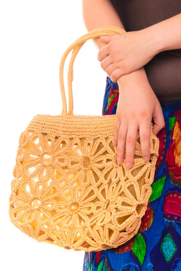 Vintage 90's Sandy Flower Weaved Bag
