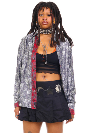 Vintage 90's Grey Paisley Button Up