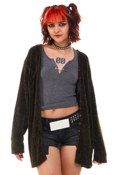 Vintage 90's Forrest Green Knit Button up Cardigan