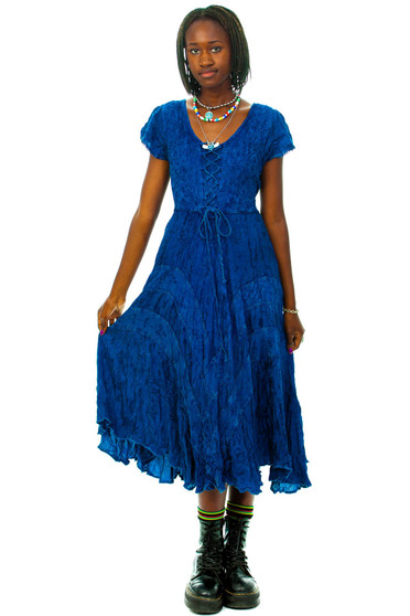 Vintage 90's Navy Plaid Button Up Dress