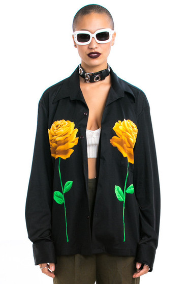 Vintage Y2K Gold Rose Button-Up